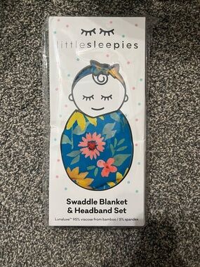 Little Sleepies Swaddle Blanket and Headband Set